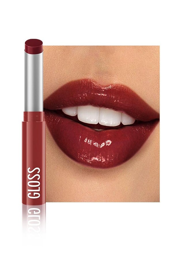 HHLTOH 1Pc Brownish Red Butter Lipstick Tinted Lip Balm, Shine Moisturizing Plumper Lipstick for Women,Natural Nourishing Hydrating Lip Gloss Stain for Dry Lips,Lightweight Lip Liner Care Vegan Makeup - Image 1